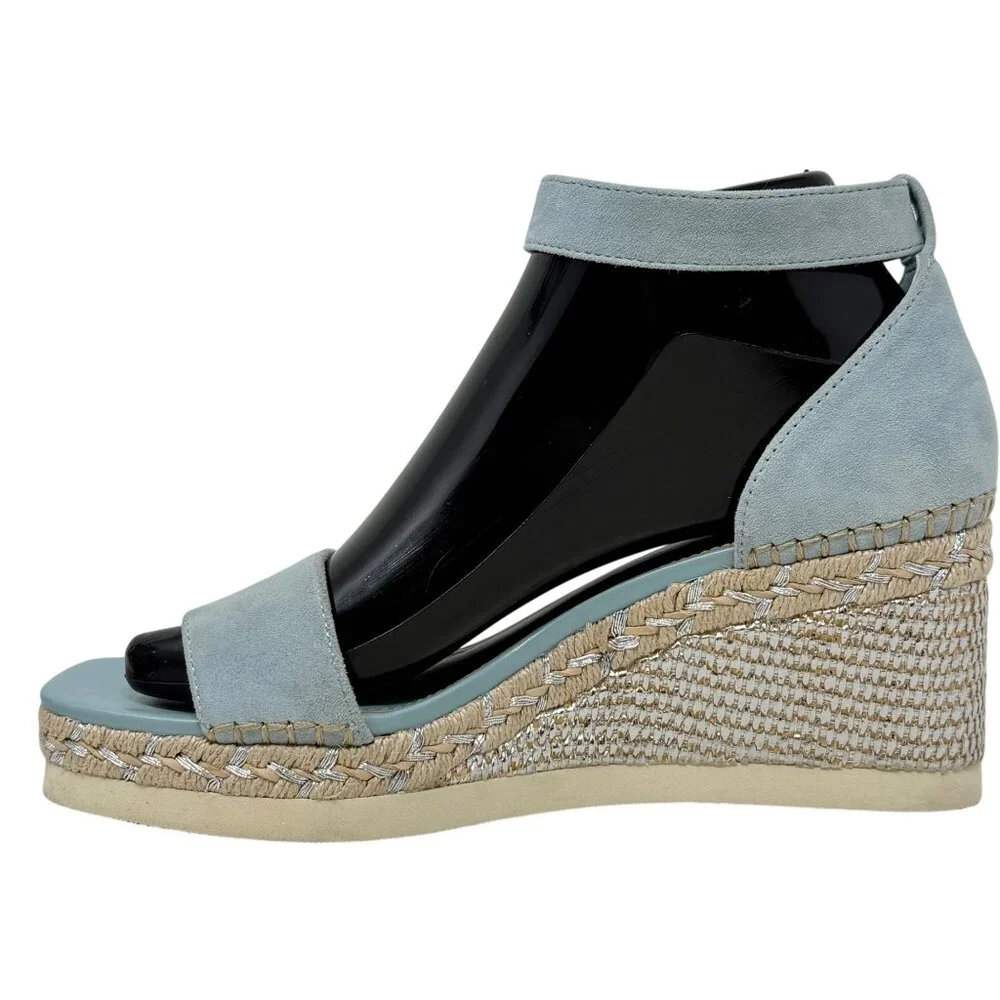 Vince Camuto Jefannah‎ Powder Baby Blue Suede Wedge Sandals Espadrilles 7M READ